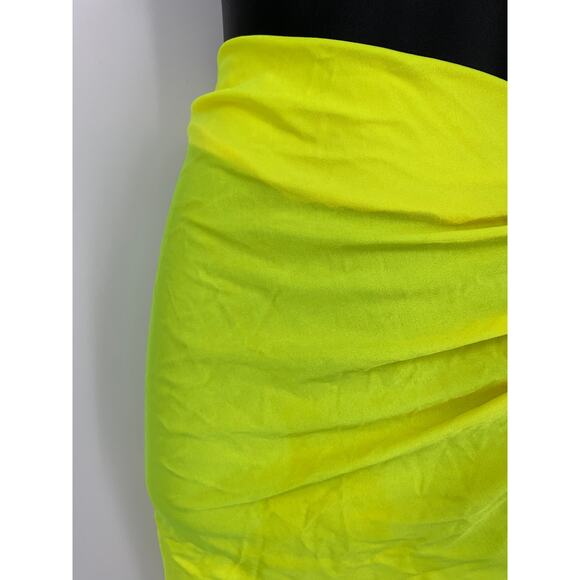 Ujena Vintage 90s Sarong Wrap Skirt One Size Swim Coverup Neon Yellow - Picture 2 of 3